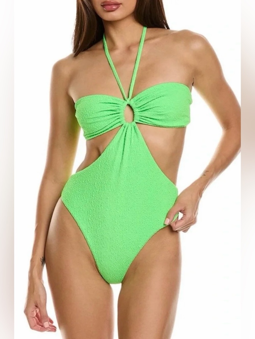 Mara Hoffman Blanca Lime Green Cutout One Piece Swimsuit Lime Green XS New